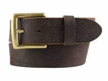 Hochwertiger Ledergürtel MADE IN ITALY braun Used-Look altmessingfarbene Schließe - Größe 120 (Breite ca. 4 cm)