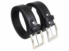 2er-Set Hochwertige Gürtel MADE IN ITALY Vollrindleder schwarz glatt - Größe 120 kürzbar (Breite 4 cm & 3,5 cm )