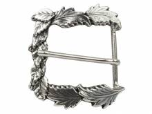 Gürtel-Dornschließe Metall silberfarben Motiv Laubblätter Antik-Look passend für Gürtelbreite 40 mm