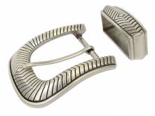 Gürtel-Dornschließe Metall silberfarben mit Struktur Metallschlaufe passend für Gürtelbreite 40 mm