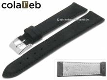 Uhrenarmband Ecosuede 22mm schwarz Synthetik velourartig VEGAN von COLAREB (Schließenanstoß 18 mm)