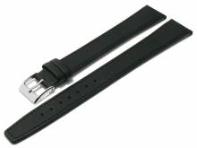 Basic-Uhrenarmband XXL 16mm schwarz Leder glatt matt abgenäht (Schließenanstoß 14 mm)