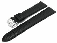 Uhrenarmband 21mm schwarz Leder geprägt abgenäht klassisch (Schließenanstoß 18 mm)