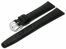 Uhrenarmband 17mm schwarz Leder geprägt abgenäht (Schließenanstoß 16 mm)