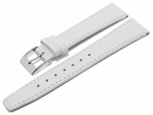 Basic-Uhrenarmband 19mm weiß Leder glatt abgenäht (Schließenanstoß 16 mm)