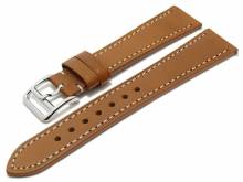 Watch strap Boissy 20mm light brown leather EASY-CLICK spring bars grained light stitching (width of buckle 16 mm)