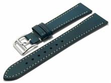 Watch strap Boissy 20mm dark blue leather EASY-CLICK spring bars grained light stitching (width of buckle 16 mm)