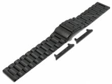 Watch strap 22mm black stainless steel solid matt incl. APPLE adapter 38/40/41 mm