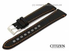 Replacement watch strap CITIZEN 22mm black textile orange stitching for BM6686-13E
