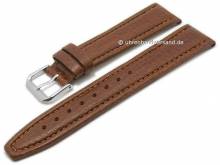 Watch strap 24mm brown leather grained matt stitched by CONDOR (width of buckle 20 mm)