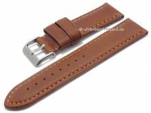 Watch strap 24mm brown leather smooth to slightly grained stitched by CONDOR (width of buckle 24 mm)