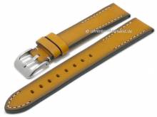 Watch strap 22mm ocher leather vintage look light stitching by CONDOR (width of buckle 20 mm)