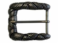Gürtel-Dornschließe Metall altsilberfarben String-Look passend für Gürtelbreite 40 mm