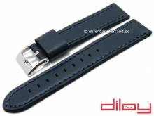Uhrenarmband 24mm dunkelblau Synthetik lederähnlich VEGAN abgenäht von DILOY (Schließenanstoß 24 mm)
