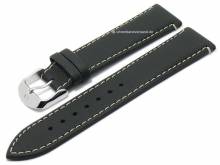 Uhrenarmband Silverstone 24mm schwarz Leder mit Textil-Prägung helle Naht von DI-MODELL (Schließenanstoß 20 mm)