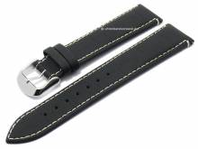 Uhrenarmband Monterrey 24mm schwarz Leder mit Kautschuküberzug Alligator-Prägung von DI-MODELL (Schließenanstoß 20 mm)