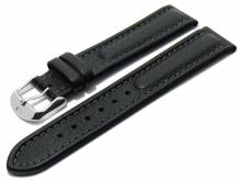 Watch band 18mm black by Di-Modell Polo Sherpa waterproof heavily padded anthracite stitching (width of buckle 16 mm)
