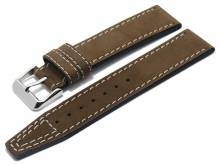 Watch strap Nevada 24mm dark brown leather smooth light stitching by DI-MODELL (width of buckle 22 mm)