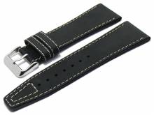 Watch strap Nevada 26mm black leather smooth light stitching by DI-MODELL (width of buckle 22 mm)