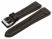 Watch strap 22mm dark brown by Di-Modell Chronissimo waterproof light stitching (width of buckle 20 mm)