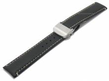 Uhrenarmband Silverstone FS 20mm schwarz Leder Textil-Prägung mit Faltschließe von DI-MODELL (Schließenanstoß 18 mm)