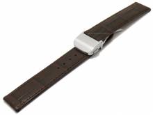 Watch strap Venezuela FS 18mm dark brown leather alligator grain with clasp by DI-MODELL (width of buckle 18 mm)