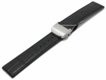 Uhrenarmband Venezuela FS 20mm schwarz Leder Alligator-Prägung mit Faltschließe von DI-MODELL (Schließenanstoß 18 mm)