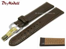 Well-crafted watch strap 20mm dark brown genuine Alligator light stitched by DI-MODELL (width of buckle 18 mm) - EU ONLY