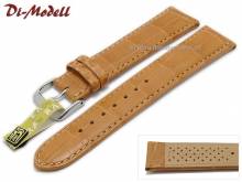 Well-crafted watch strap 20mm light brown genuine Alligator light stitched DI-MODELL (width of buckle 18 mm) - EU ONLY