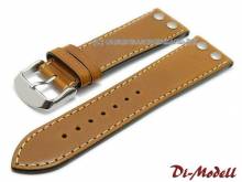 Uhrenarmband 24mm hellbraun Di-Modell IKARUS glatt helle Naht mit Nieten (Schließenanstoß 20 mm)