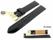 Uhrenarmband 16mm schwarz echt Krokodil Klassik ohne Naht von Di-Modell (Schließenanstoß 15 mm)