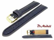 Watch band 18mm dark blue by Di-Modell Imperator waterproof Louisiana croco grain padded (width of buckle 18 mm)