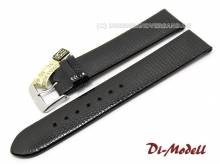 Uhrenarmband 16mm schwarz echt Eidechse Klassik ohne Naht von Di-Modell (Schließenanstoß 15 mm)