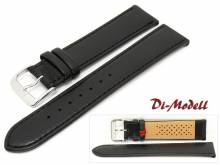Uhrenarmband 17mm schwarz Di-Modell Kalb waterproof glatt abgenäht (Schließenanstoß 16 mm)