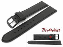 Uhrenarmband 17mm schwarz Di-Modell Sport waterproof genarbt wasserfest (Schließenanstoß 16 mm)