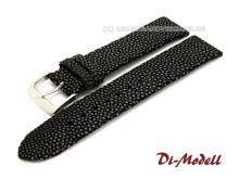 Uhrenarmband 24mm schwarz Di-Modell Balmoral robust echt Perlrochen geschliffen (Schließenanstoß 20 mm)