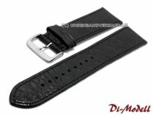 Uhrenarmband 24mm schwarz echt Kroko-Leder abgenäht von DI-MODELL (Schließenanstoß 20 mm)