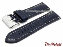 Watch band 24mm dark blue Di-Modell Bali Chrono alligator grain light colored stitching (width of buckle 20 mm)