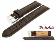 Watch band 20mm dark brown by Di-Modell Imperator waterproof Louisiana croco grain padded (width of buckle 18 mm)