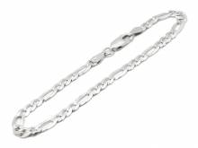 Schmuck-Armband Figaro-Kette 925er Silber rhodiniert von CEM - Bandlänge ca. bis 21cm