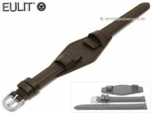 Uhrenarmband 14mm dunkelbraun Leder glatt abgenäht mit Lederunterlage von EULIT (Schließenanstoß 12 mm)
