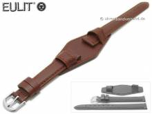 Uhrenarmband 14mm mittelbraun Leder glatt abgenäht mit Lederunterlage von EULIT (Schließenanstoß 12 mm)
