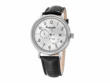 Automatic watch stainless steel silver face silver leather strap from Eichmueller (*EM*HU*)