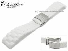 Watch strap 22mm white silicone metal strap look with clasp by EICHMÜLLER