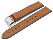 Watch strap 18mm light brown silicone/leather alligator grain by EICHMÜLLER (width of buckle 18 mm)