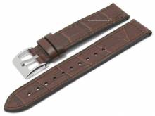 Watch strap 18mm dark brown silicone/leather alligator grain by EICHMÜLLER (width of buckle 18 mm)