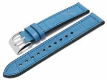 Uhrenarmband 18mm mittelblau Silikon/Leder Alligator-Prägung von EICHMÜLLER (Schließenanstoß 18 mm)