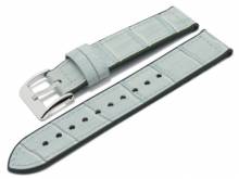 Uhrenarmband 18mm hellblau Silikon/Leder Alligator-Prägung von EICHMÜLLER (Schließenanstoß 18 mm)