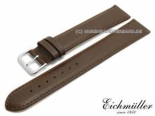Uhrenarmband XL 16mm dunkelbraun Leder glatt abgenäht von EICHMÜLLER (Schließenanstoß 14 mm)