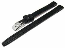 watch band 08mm for fixed bars black grained surface by Eichmueller (width of buckle 8 mm)